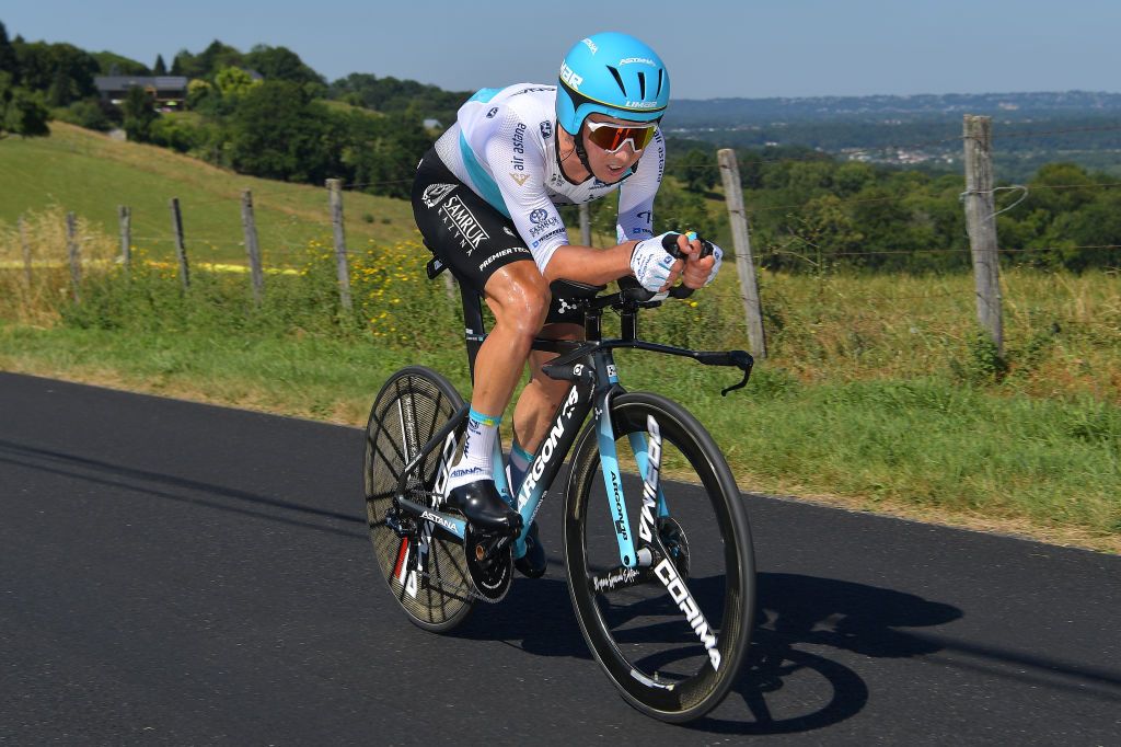 Alexey Lutsenko in the Kazakh champion colours