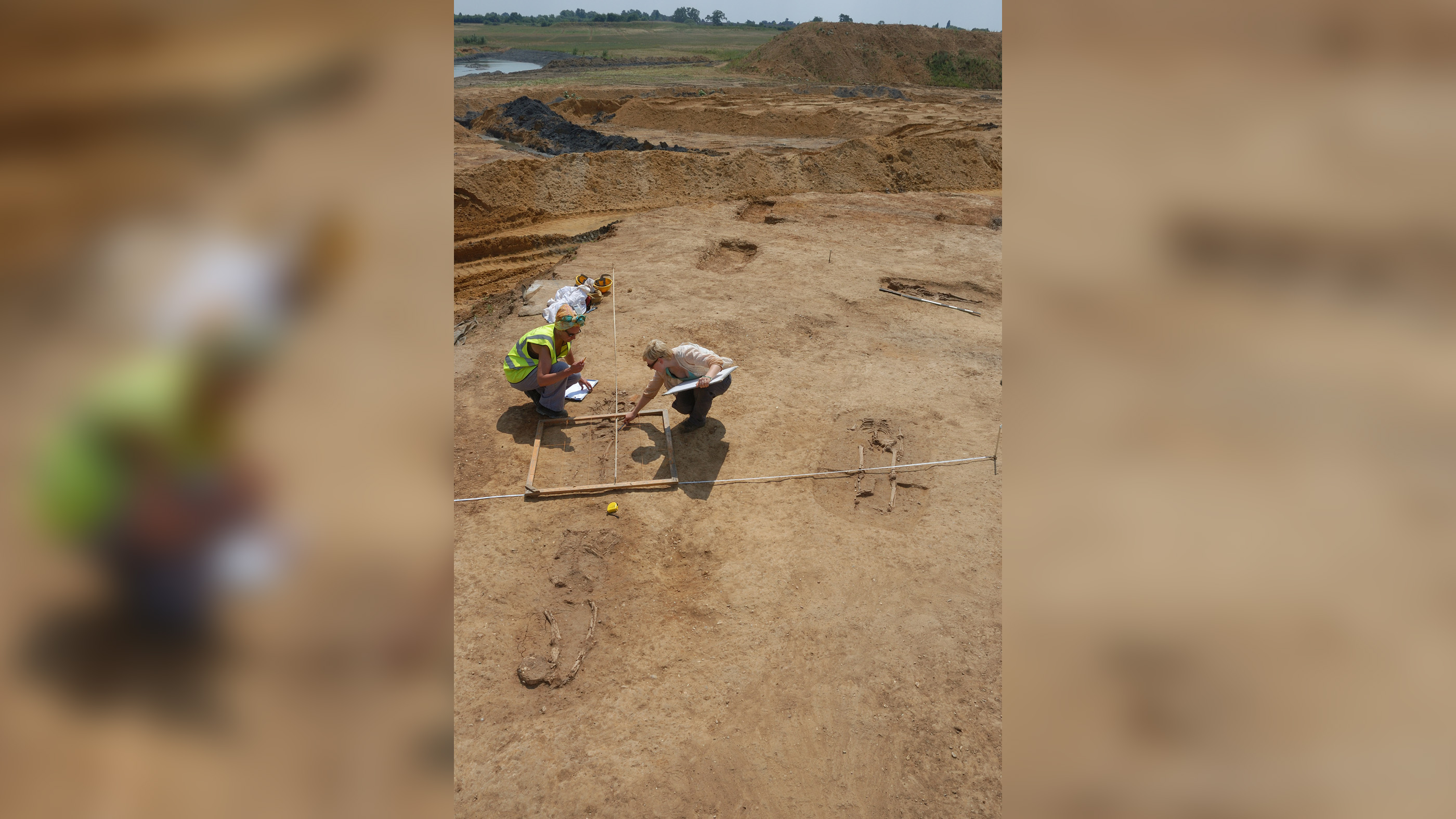 Three Roman cemeteries were excavated at the Knobb's farn site. This photo shows part of one of them.