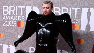 Sam Smith on the red carpet at the Brit Awards
