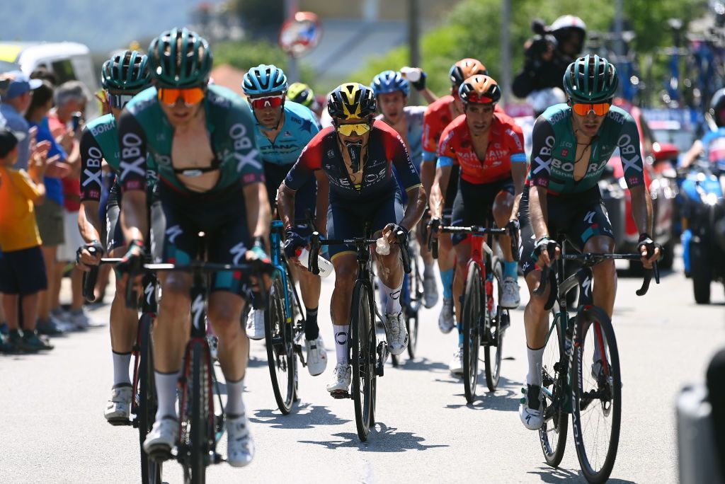 TURIN ITALY MAY 21 Richard Carapaz of Ecuador and Team INEOS Grenadiers C competes during the 105th Giro dItalia 2022 Stage 14 a 147km stage from Santena to Torino Giro WorldTour on May 21 2022 in Turin Italy Photo by Tim de WaeleGetty Images