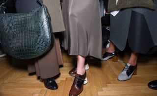 Models shoes backstage at Sportmax A/W 2016