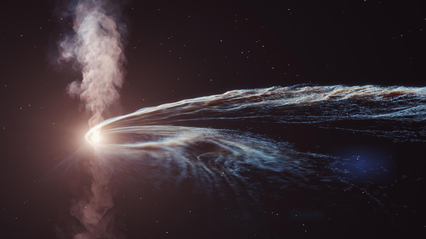 a supermassive black hole feeding on a star spitting out a tidal disruption flare