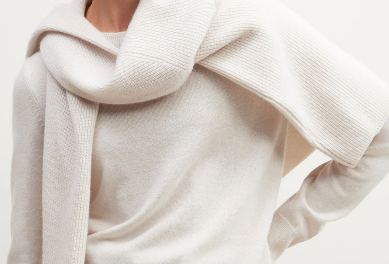 Model wearing a Nordstrom cashmere sweater.