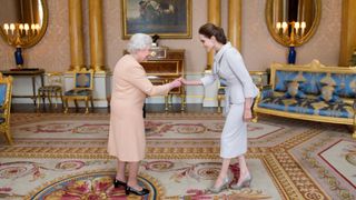 Queen Elizabeth II and Angelina Jolie