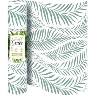 Green fern patterned roll of drawer and shelf liner