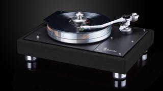 The VPI Model One turntable on a black background.