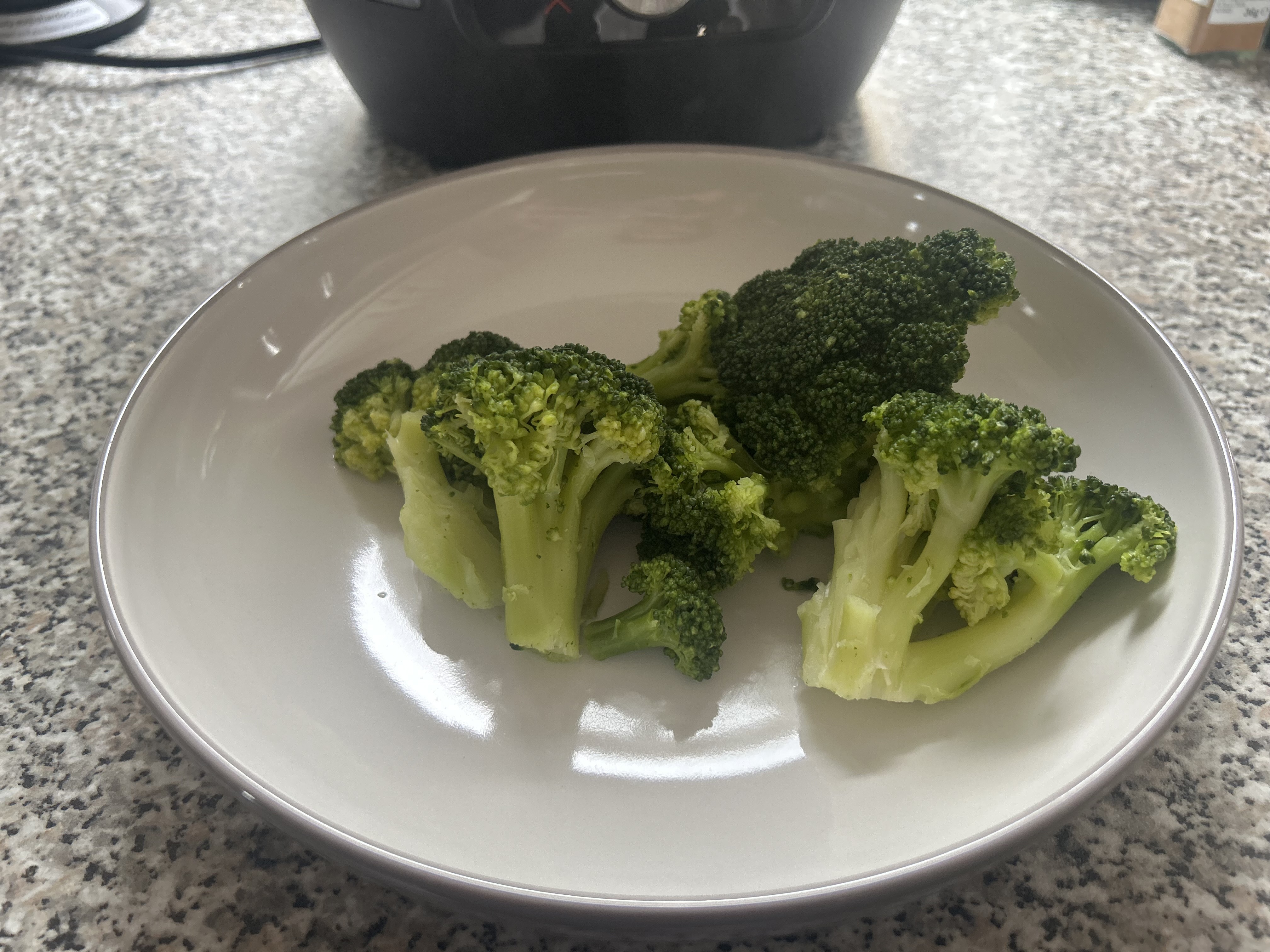 Steamed broccoli cooked using the Instant Pot Plus.