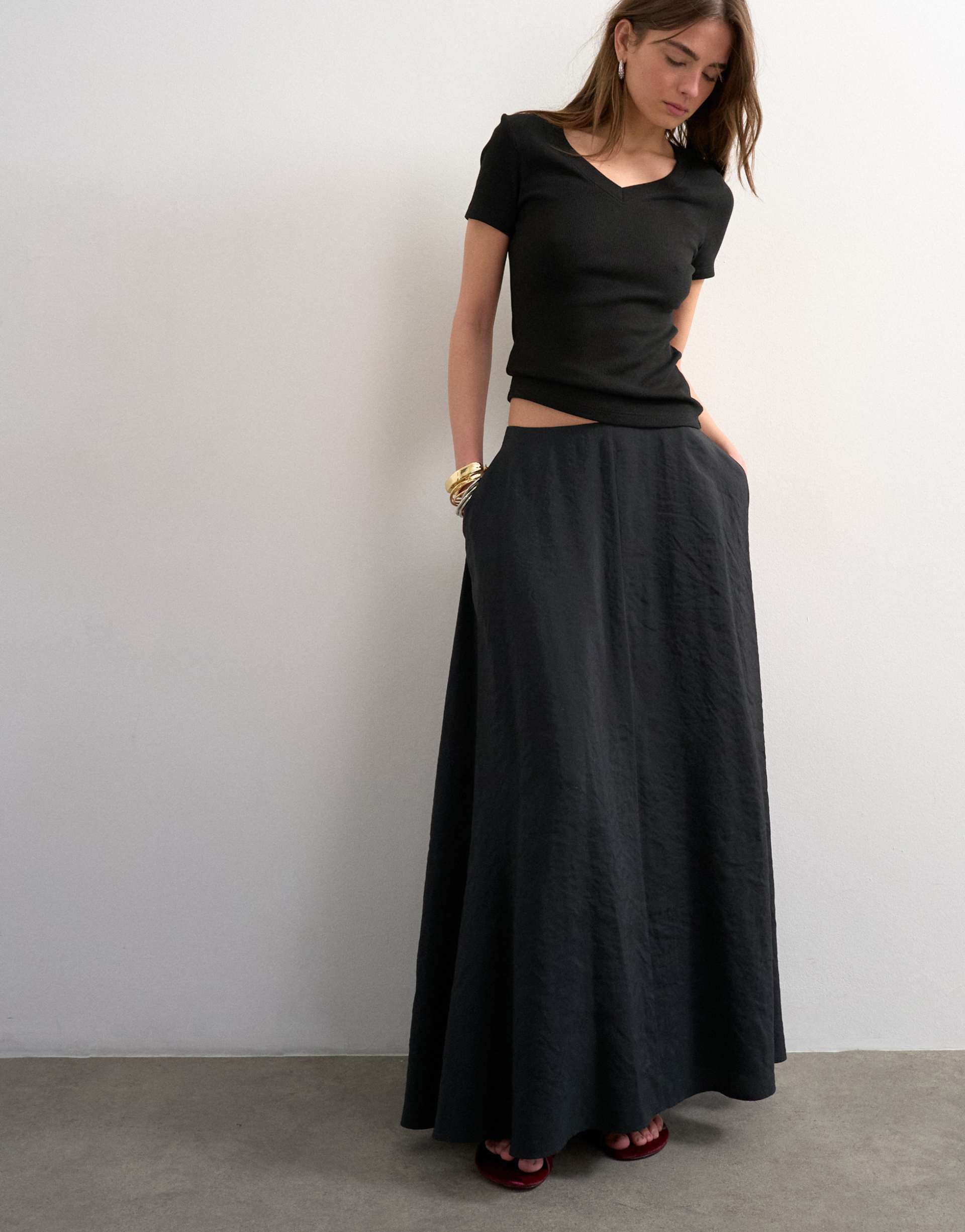 Topshop, Full Circle Cupro Maxi Skirt