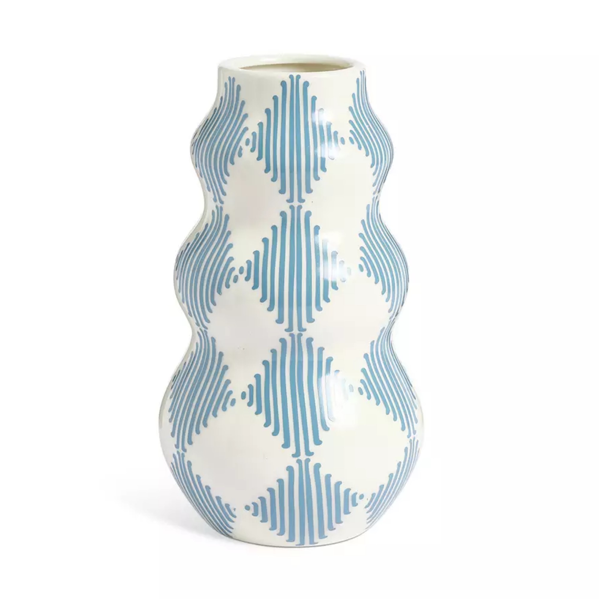 Habitat Harlequin Ceramic Blue Wiggle Vase