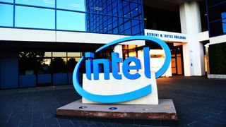 Intel logo outside office