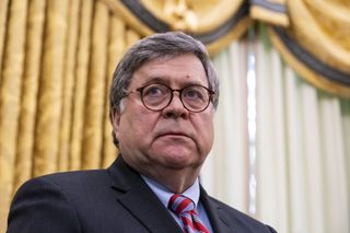 William Barr's headshot, pictured in the oval office 2020