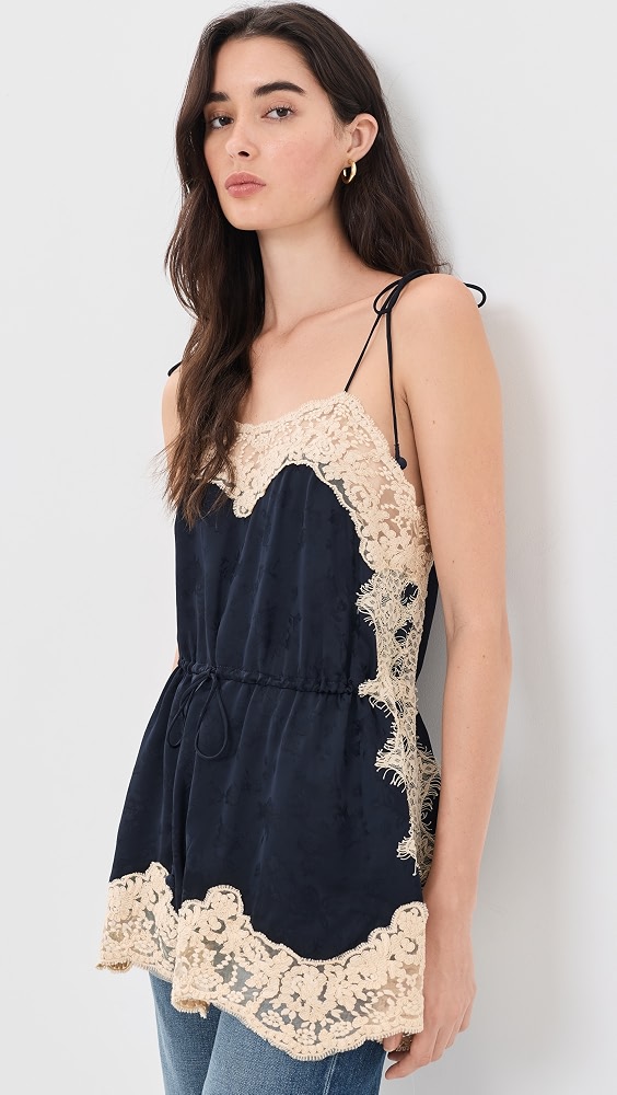 Shay Lace Tie Camisole - Navy