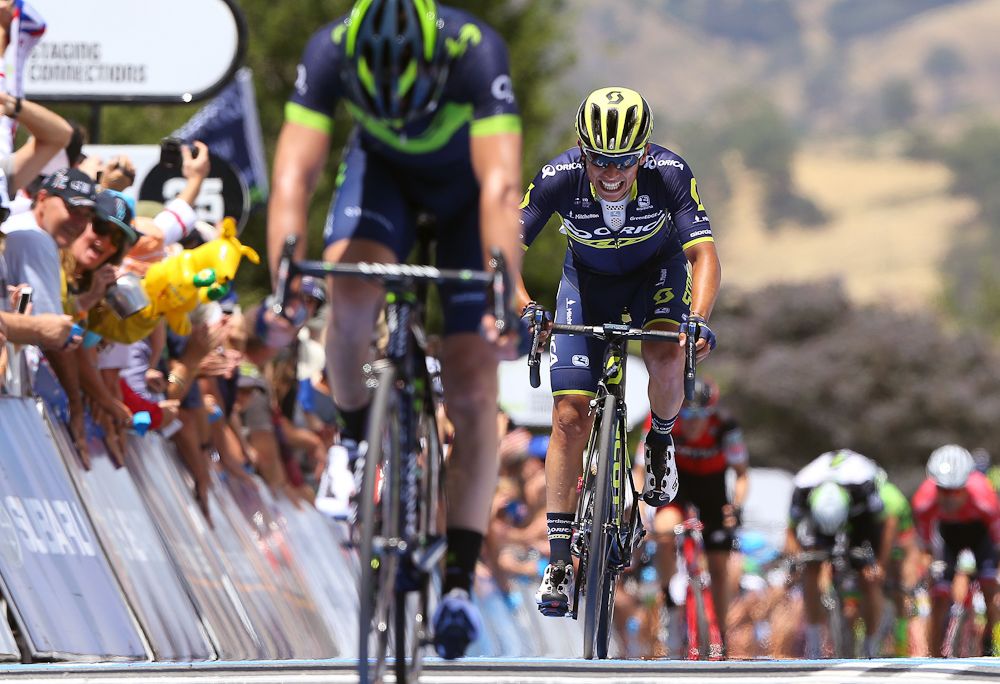 Esteban Chaves finishes third during stage 2 at the Tour Down Under