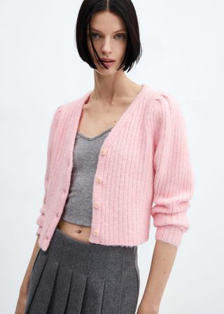 V-Neck Knit Cardigan - Women