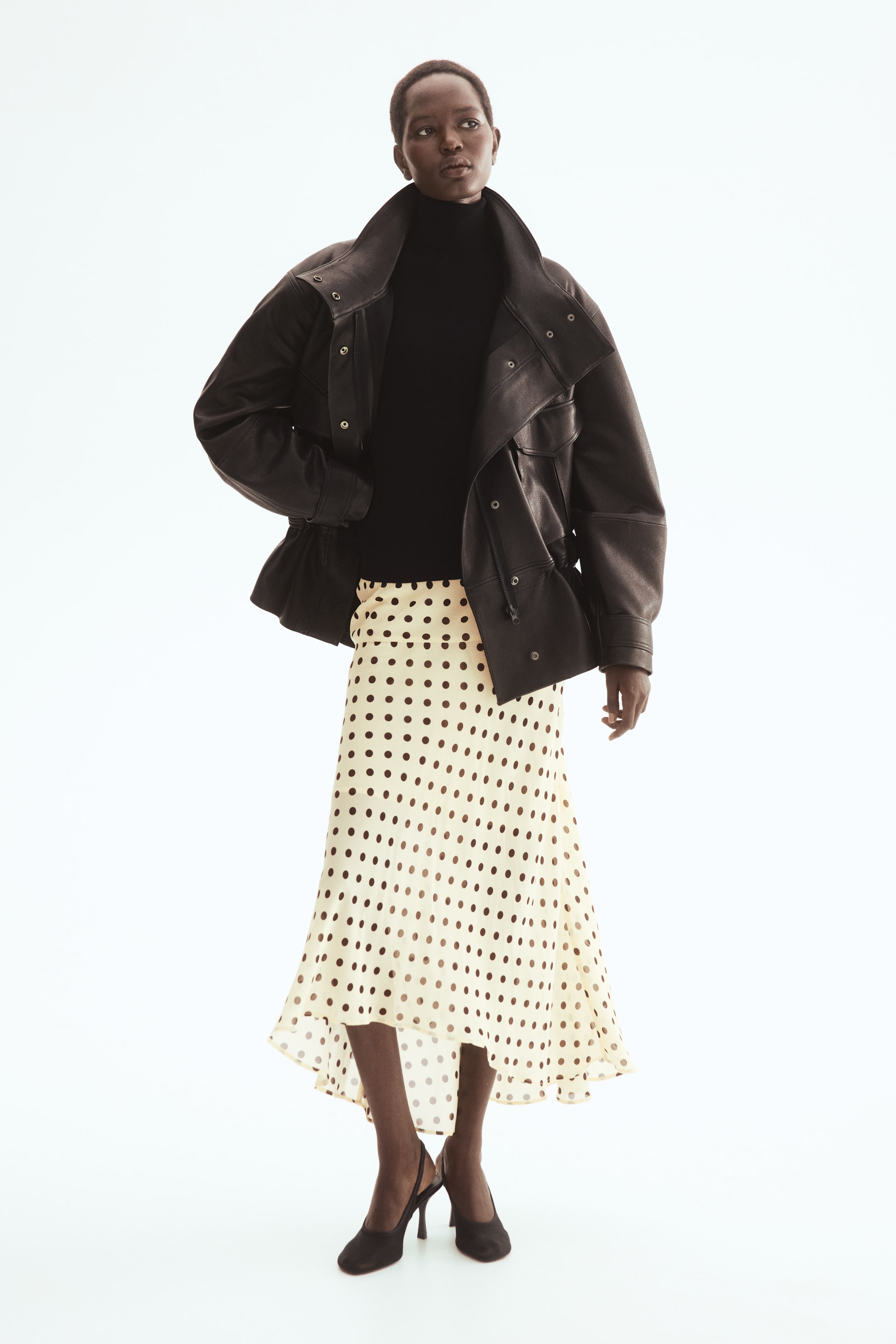 Viscose Skirt - Light Beige/polka Dot