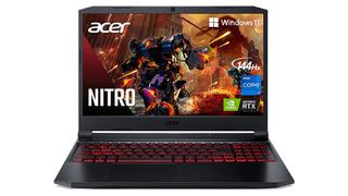 An Acer Nitro gaming laptop with a robot game playing on the screen 