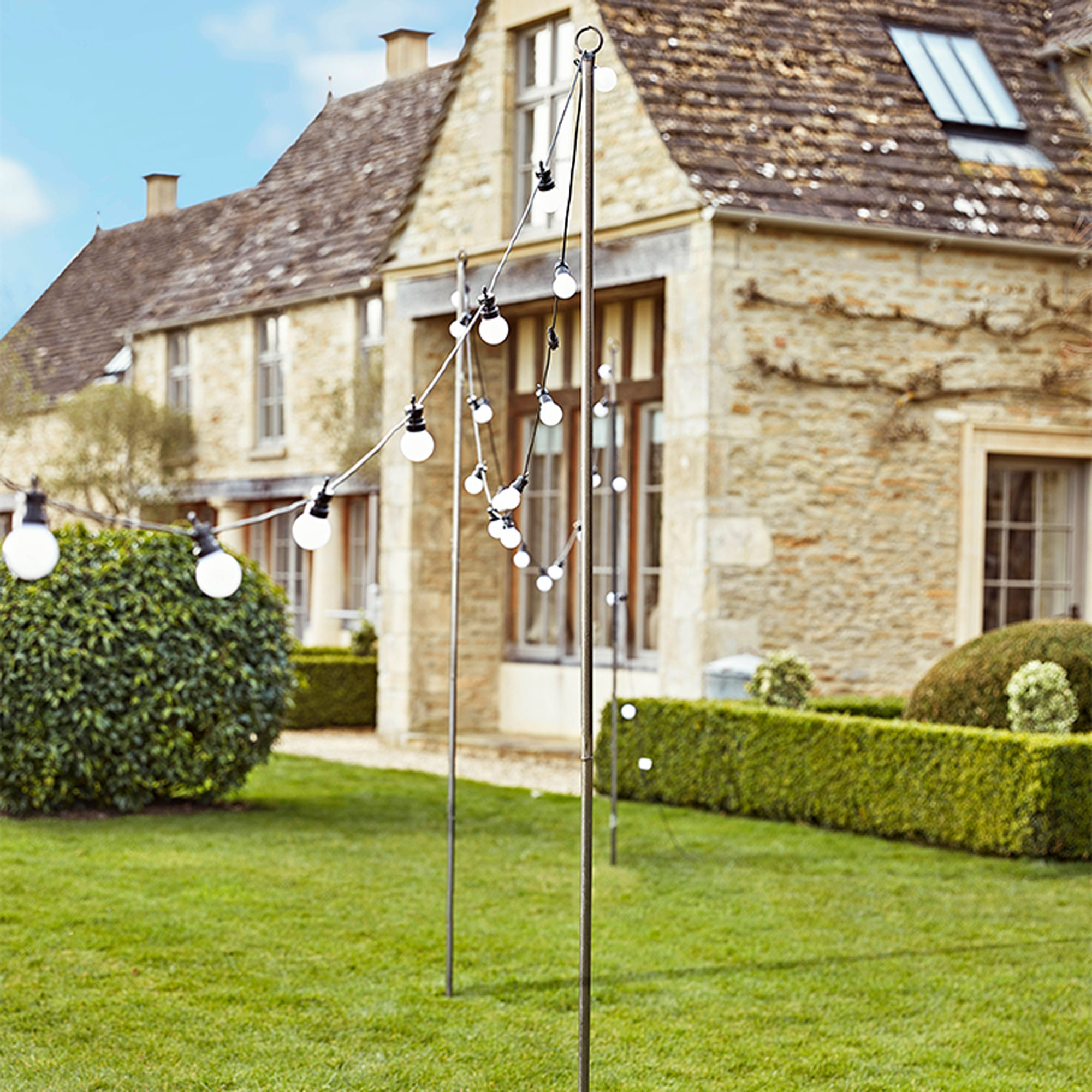 house with lighting and grassland
