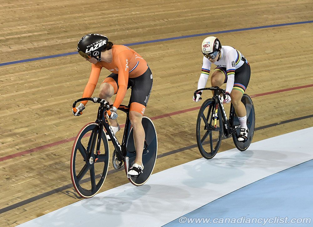 Women Sprint - Shanne Braspennincx (Netherlands) leading out Kristina Vogel (Germany) in the final