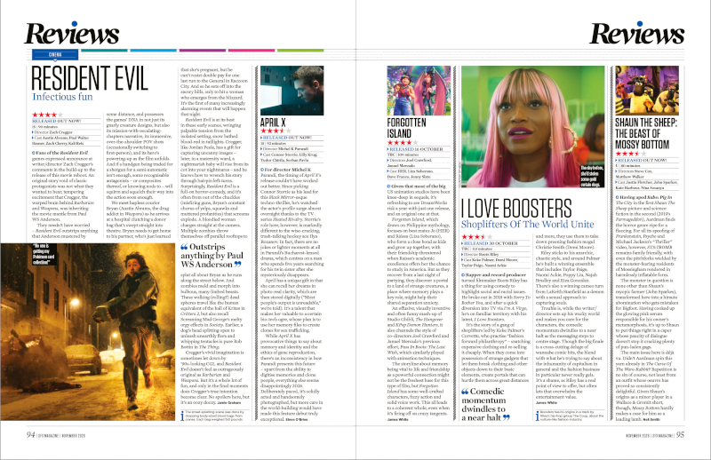 Two pages of film reviews.