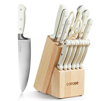 Carote 14 Pieces Knife Set: was $199 now $49 @ Walmart
An everyday knife set, Carote’s knives are made with high-carbon stainless steel that is totally safe to stick in your dishwasher for easy cleaning. This block set comes with an eight-inch chef knife and bread knife, a seven-inch santoku knife, a five-inch utility knife, a paring knife, a steak knife, kitchen shears, and a sharpening tool. Buyers were impressed by the sharpness and simple aesthetic. You can also save up to $180 on various nonstick pots and pans—including this $64 eight-piece set—from the brand at Walmart this Easter weekend, too.
Price check: $80 @ Amazon