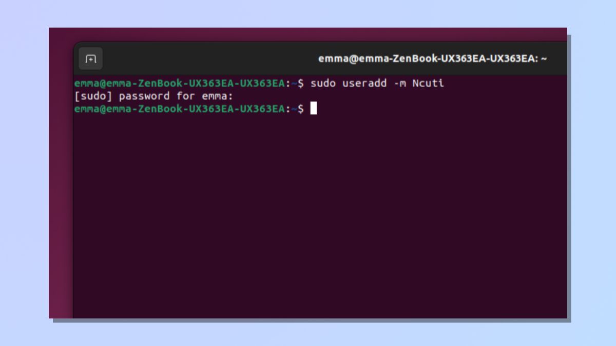 Снимок экрана, показывающий, как добавлять пользователей в Linux: настройка нового пользователя с помощью каталога