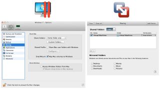 Parallels Desktop 7 and VMWare Fusion 4 can both share folders and other resources with a guest OS.
