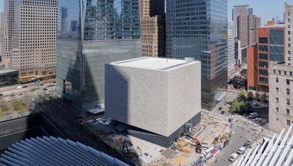 The final piece of the redeveloped World Trade Center site in New York, the cube-shaped Perelman Performing Arts Center features a thin Portuguese marble façade that appears solid by day but translucent by night