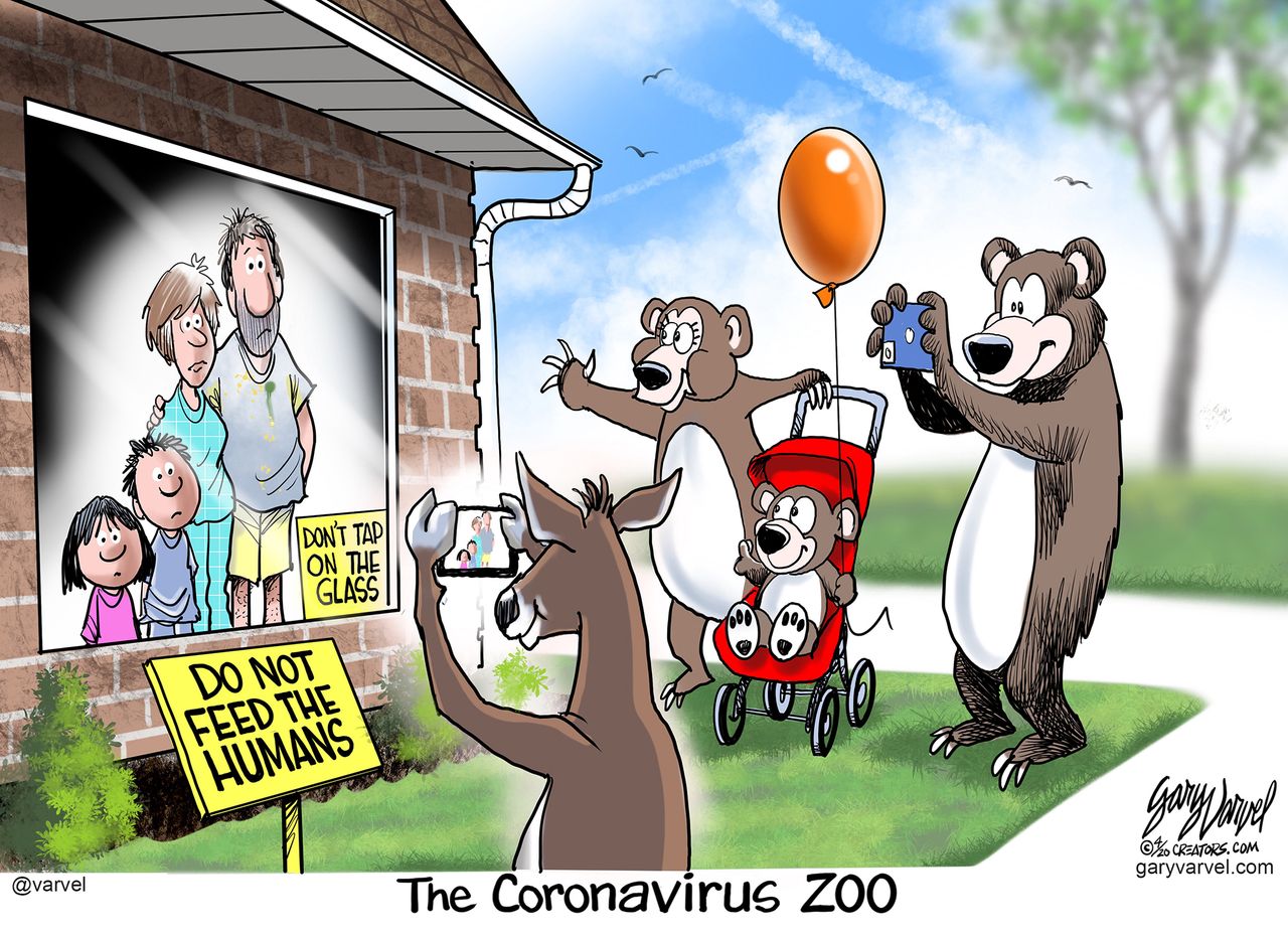 Editorial Cartoon U.S. coronavirus quarantine wild animals