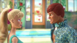 Barbie and Ken look into each other's eyes in Toy Story 3
