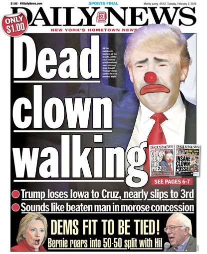 The Feb. 2 cover of the New York Daily News.