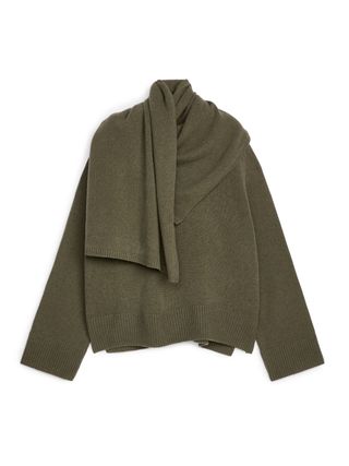 Wool Scarf Jumper - Khaki Green - Arket Gb