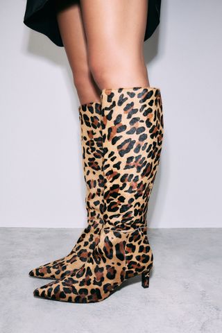 Leopard Leather Forever Comfort® Knee High Skinny Heeled Boots