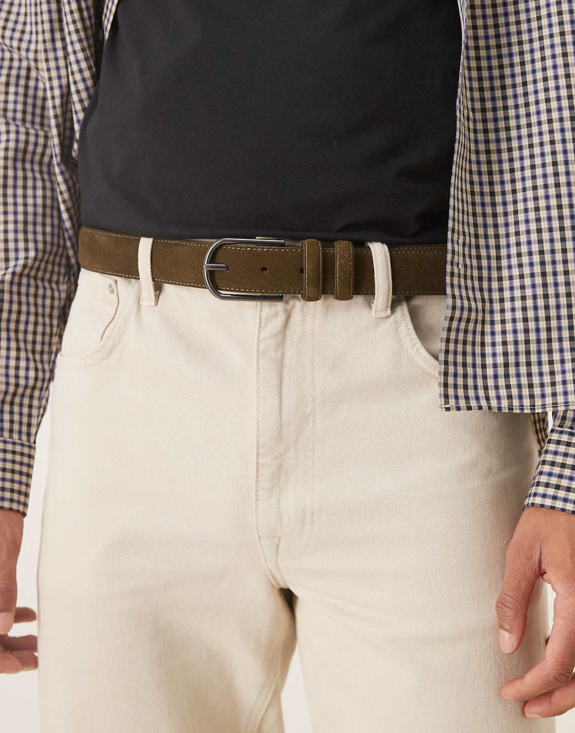 Mango Suede Belt in Khaki