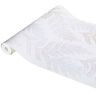 leaf printed wallpaper with ferns in cream colour roll