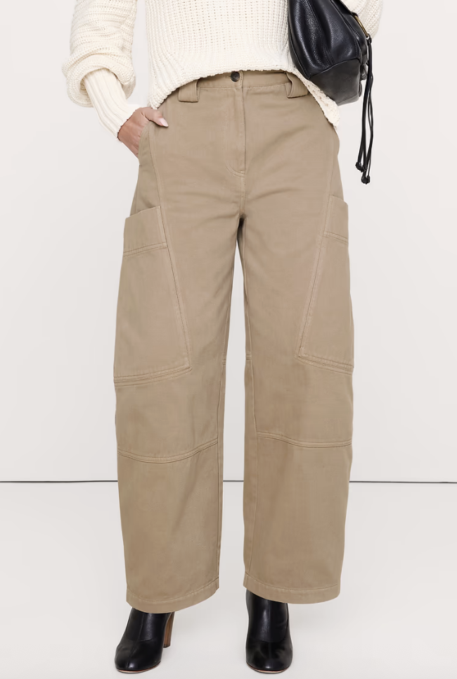 Banana Republic, High-Rise Cotton-Linen Barrel Pant