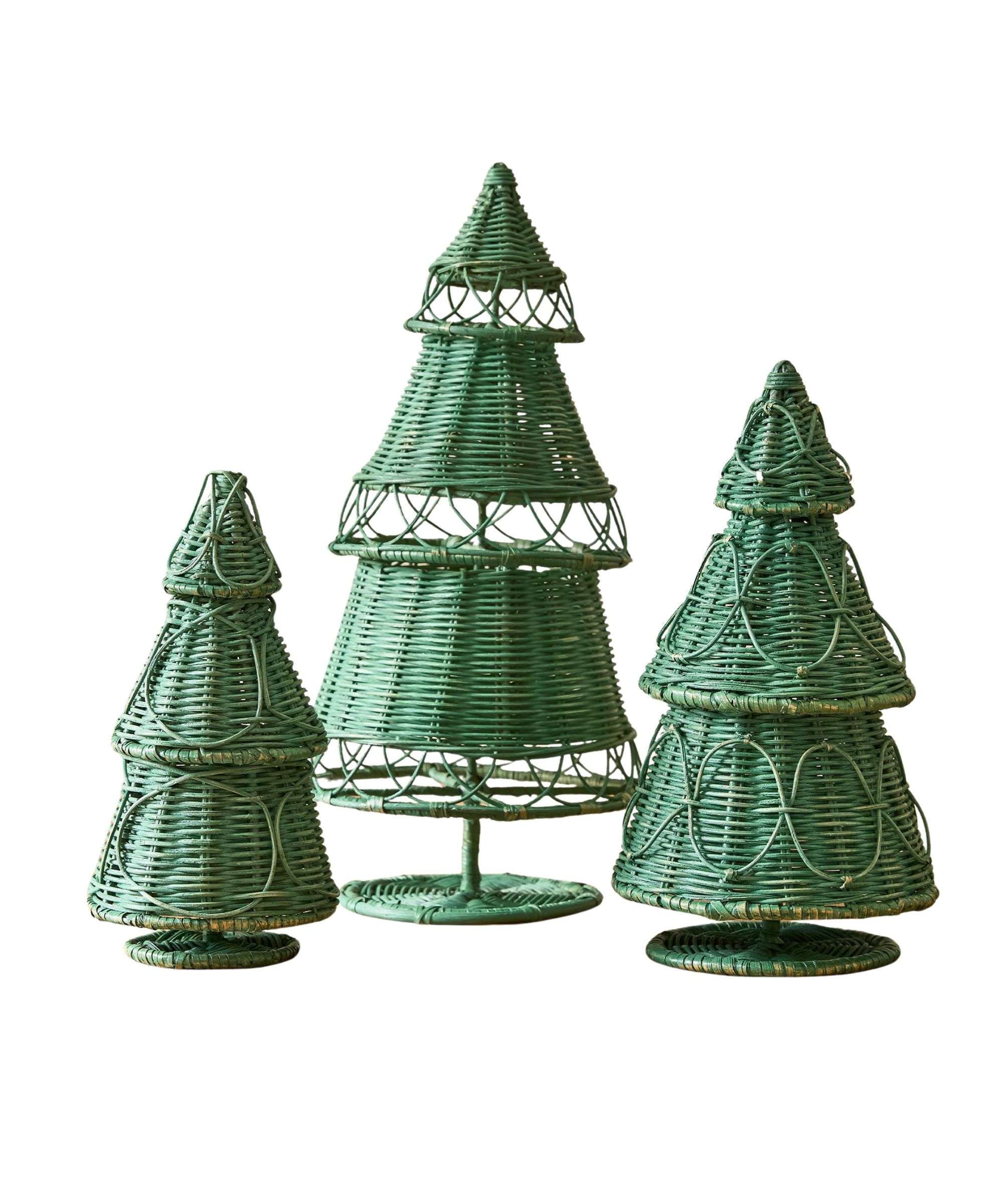 Green Wicker Christmas Trees