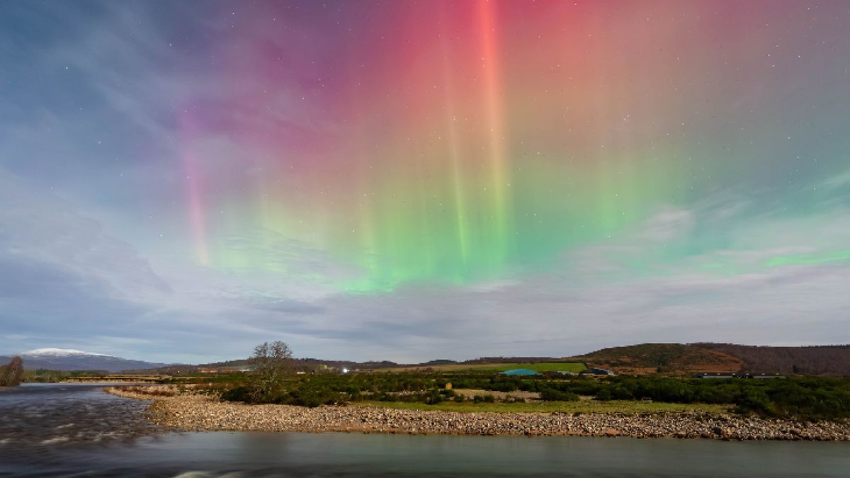 Orange hue Northern lights taken in Scotland