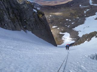 Mountaineer on a winter route