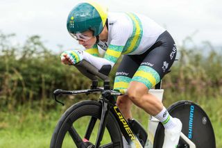 Australia's Grace Brown pictured in action during the elite women time trial race at the UCI World Championships Cycling in Glasgow