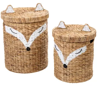 Honey-Can-Do Set of Two Fox Shaped Storage Baskets With Lid