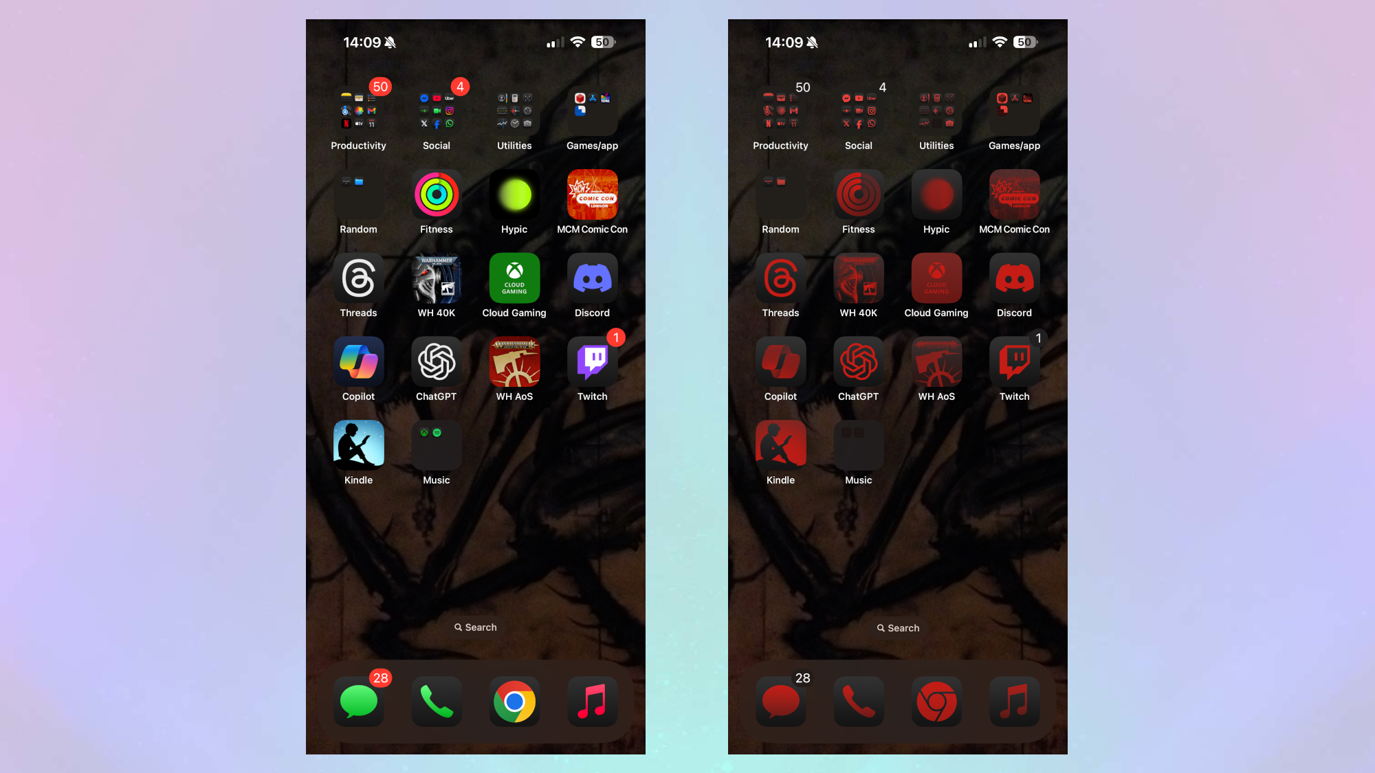 iOS 18 app tinting including third party apps