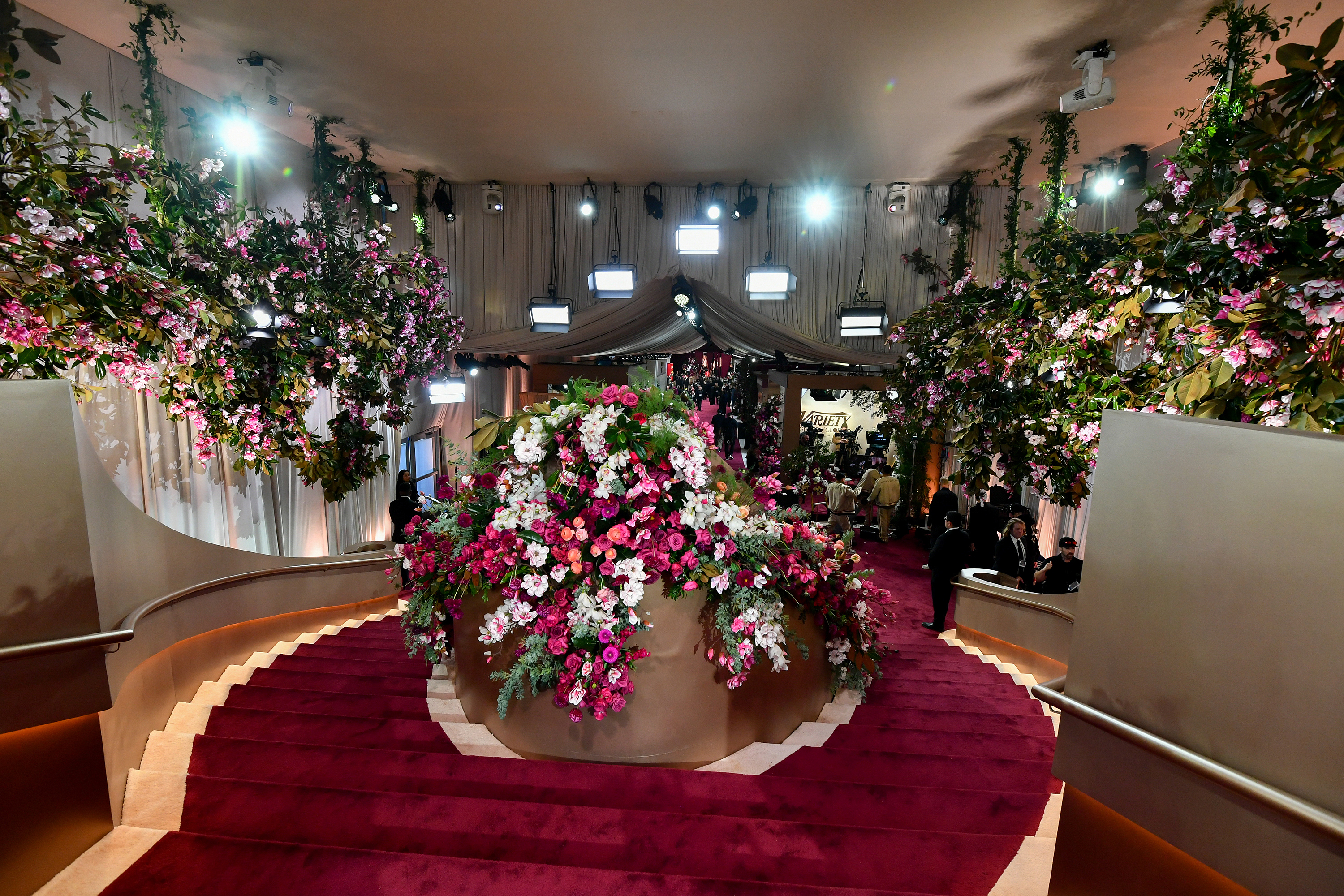 the stairs into the 2026 golden globes