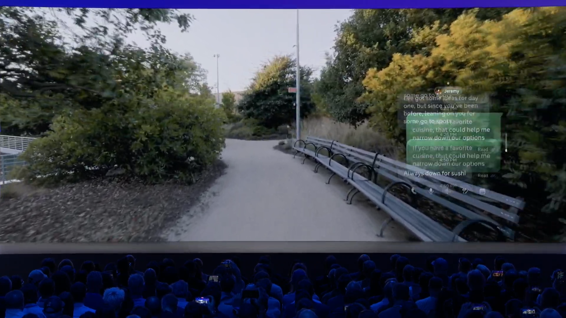 Meta RayBan Display chat in heads-up display