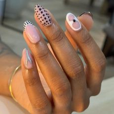 Monochrome polka dot nail art