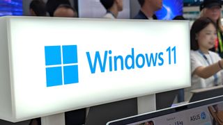 Windows 11 logo at a showbooth