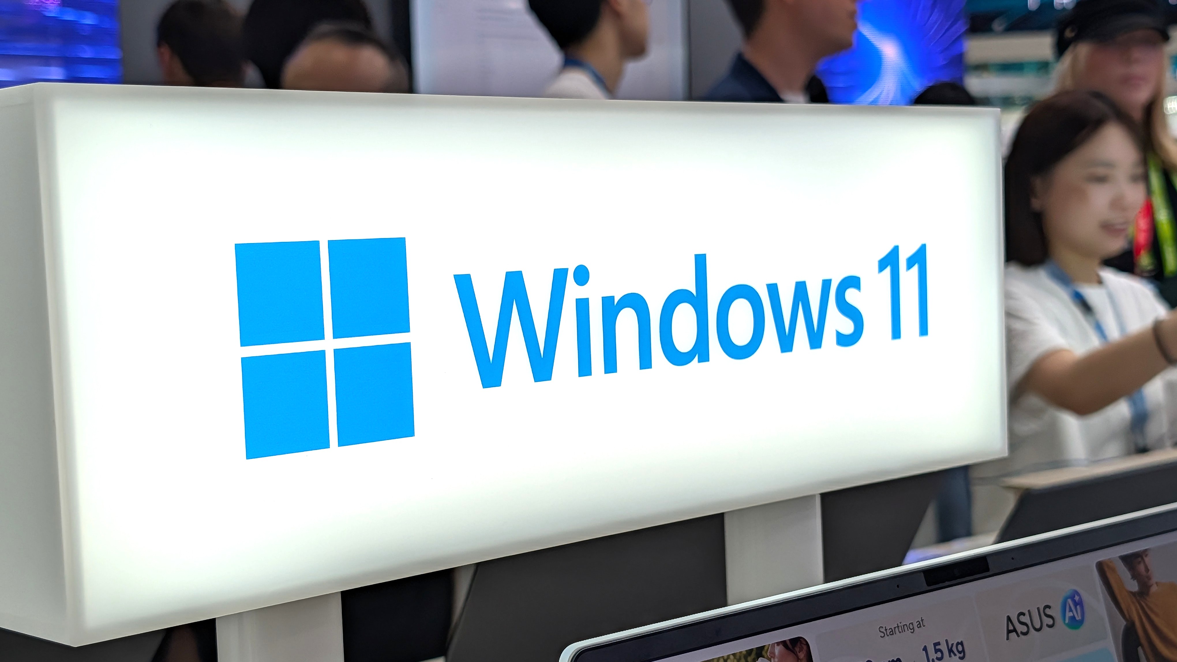Windows 11 logo at a showbooth