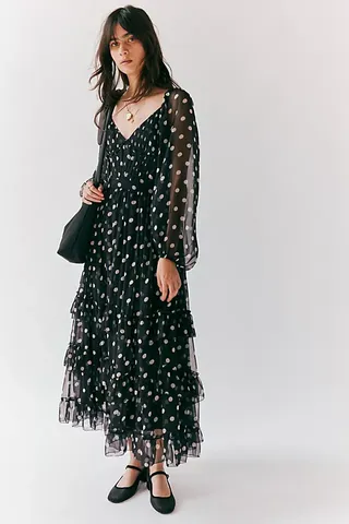 Polka Dot Long-Sleeve Dress