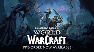 A battle between spider-like monsters and party of heroes consisting of a human, an orc, and an elf within a dark cavern filled with ruins.