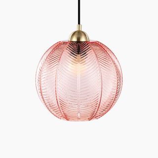 Calla Globe Pendant Light, Pink & Brass