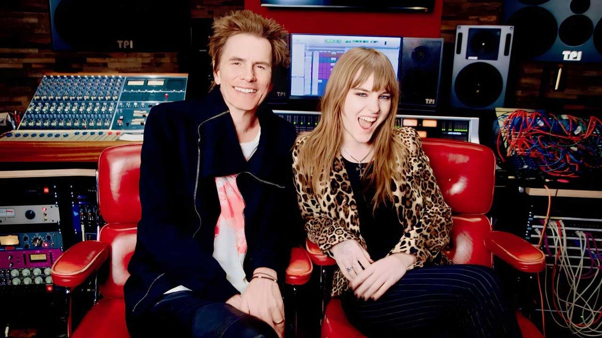 John Taylor and Victoria De Angelis in the studio